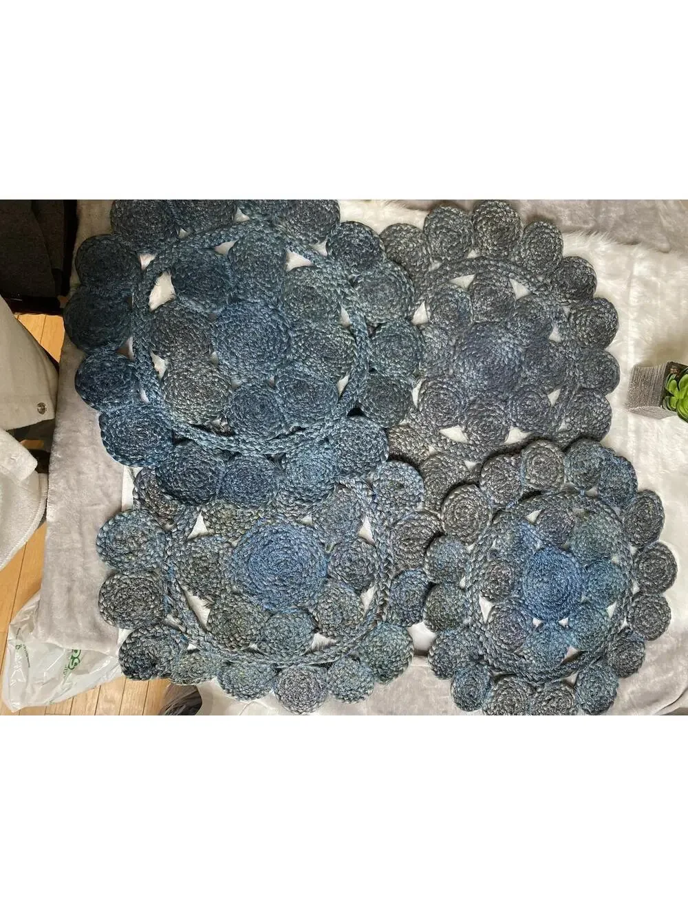 Blue Crochet Round Placemats Set of 4